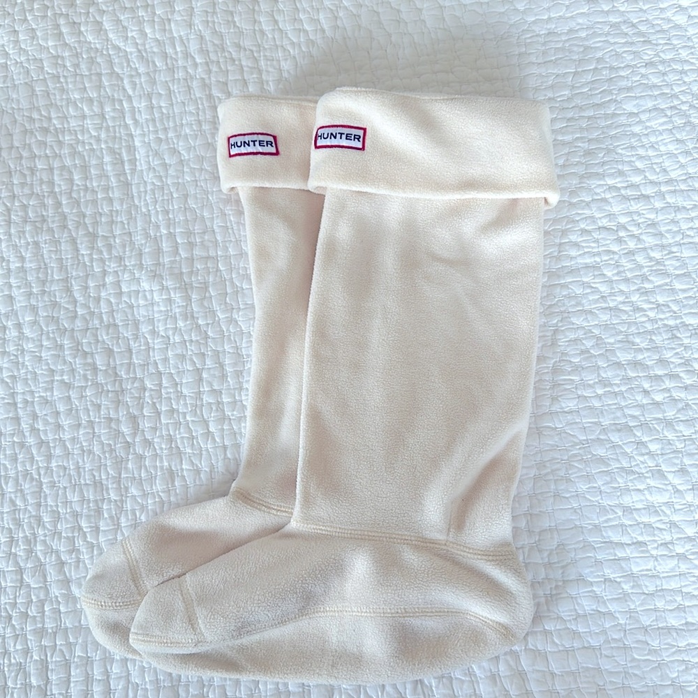 Hunter Boot Socks for Tall Boots, Size L, Fleece, Cream Color